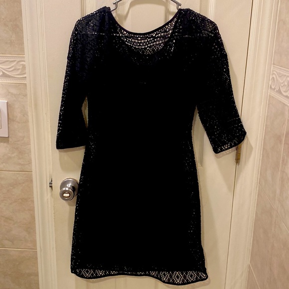 Express Black Lace Dress w/under slip - Size M! - Picture 2 of 2